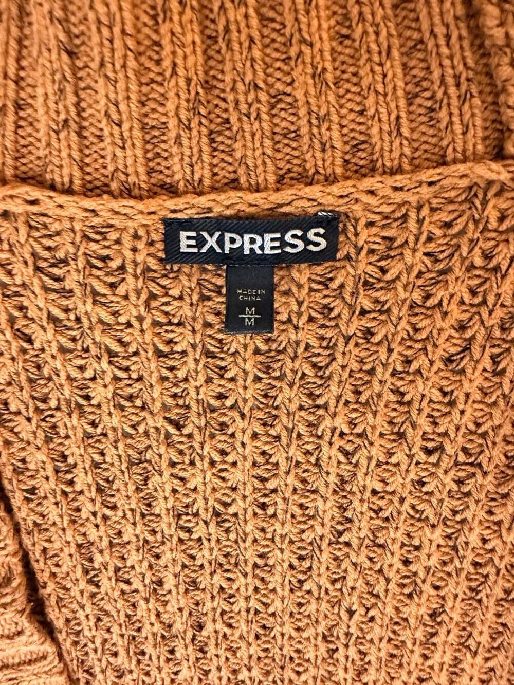 Women's Brown Waffle Knit Open Front Cardigan with Pockets - Picture 3 of 6